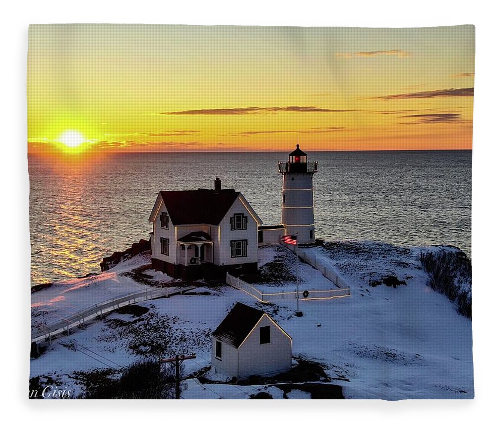  Fleece Blanket featuring the photograph Nubble #2 by John Gisis