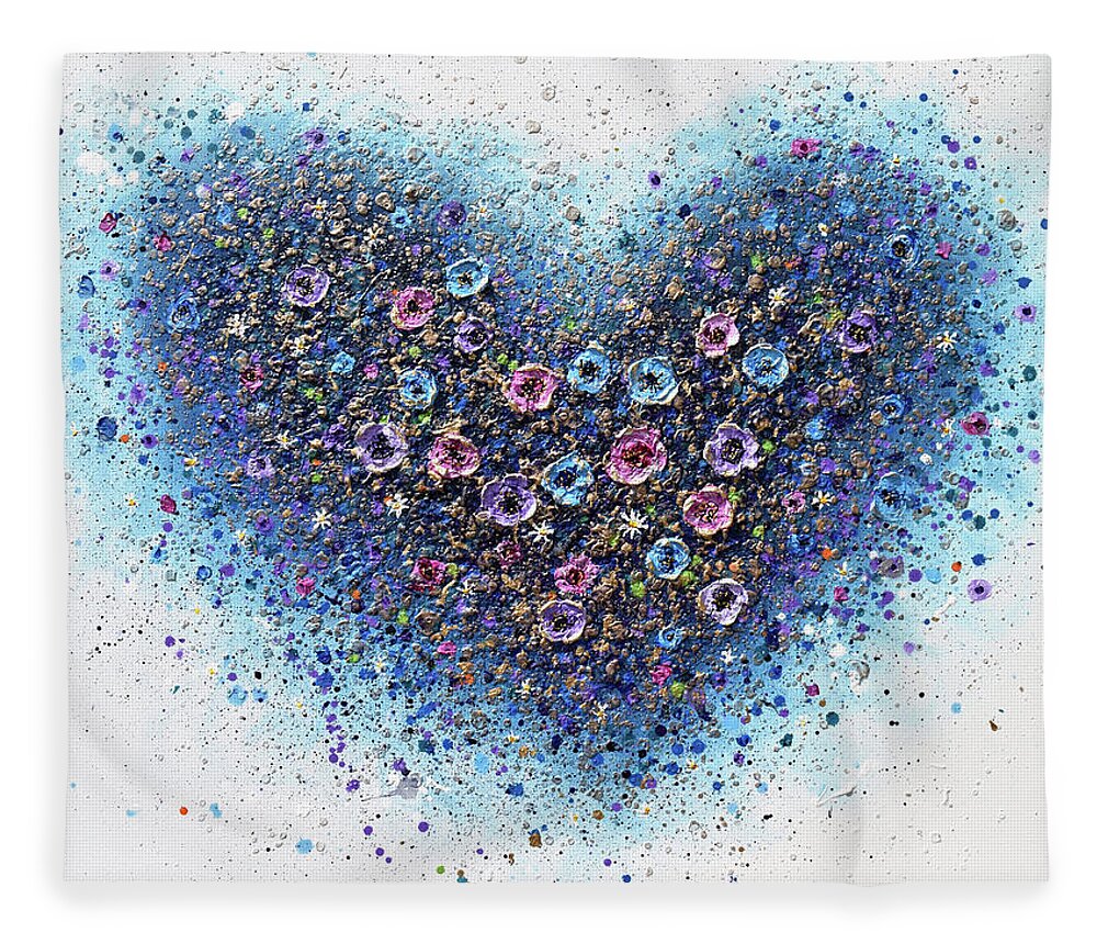 Heart Fleece Blanket featuring the painting One Love by Amanda Dagg