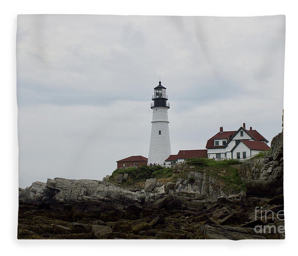 Lighthouse Fleece Blanket featuring the photograph Portland headlight #2 by Annamaria Frost