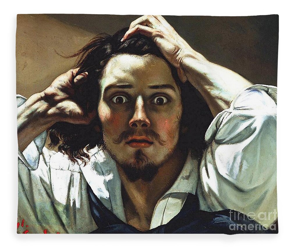 The Desperate Man Fleece Blanket featuring the painting The Desperate Man #2 by Gustave Courbet