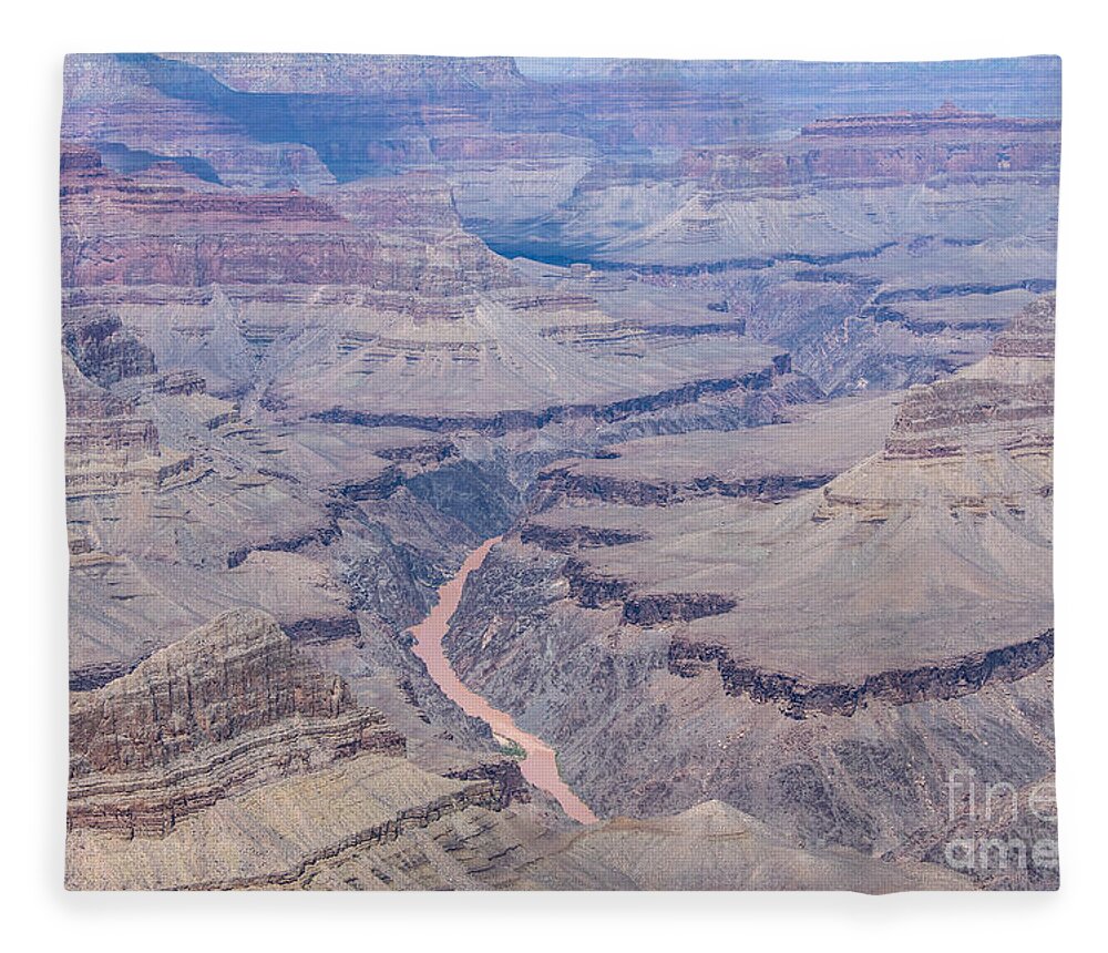 The Grand Canyon And Colorado River Fleece Blanket featuring the digital art The Grand Canyon and Colorado River by Tammy Keyes