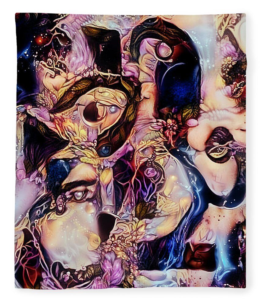 Contemporary Art Fleece Blanket featuring the digital art 21 by Jeremiah Ray