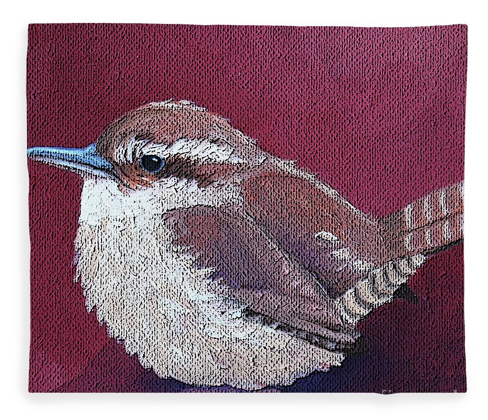 Bird Fleece Blanket featuring the painting 23 Wren by Victoria Page