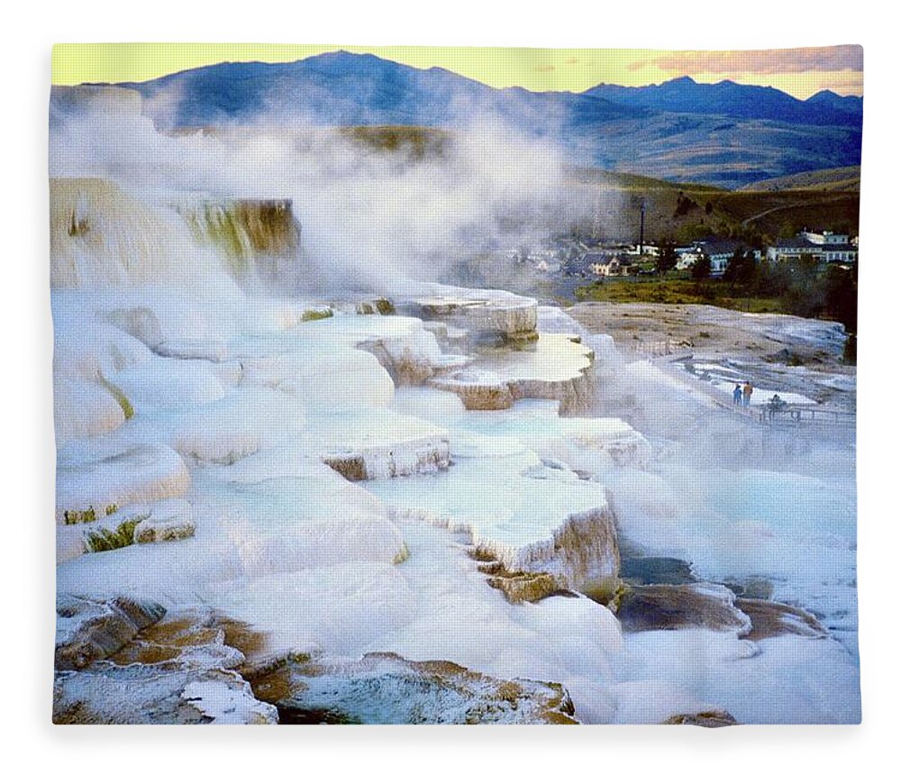  Fleece Blanket featuring the photograph Mammoth Terraces by Gordon James