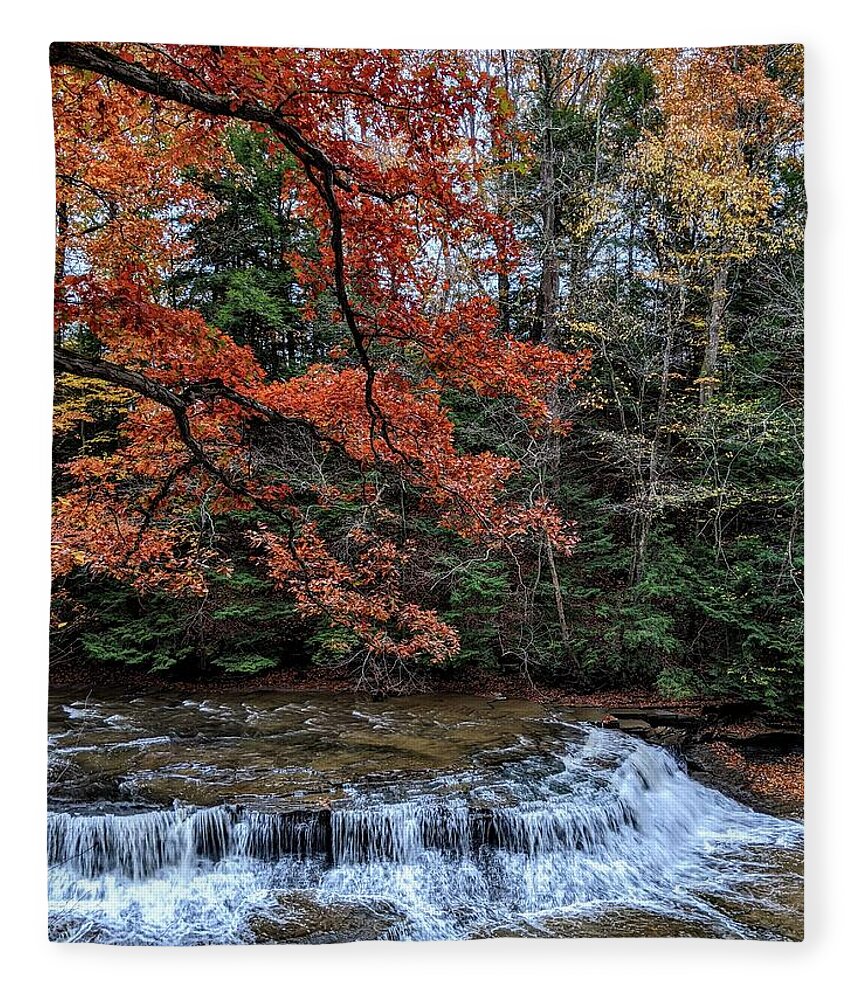 South Chagrin Reservation Fleece Blanket featuring the photograph Quarry Rock Falls in the Fall by Brad Nellis