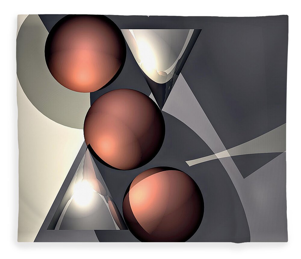 Sphere Fleece Blanket featuring the digital art 3 Spheres And 2 Cones by Andrei SKY