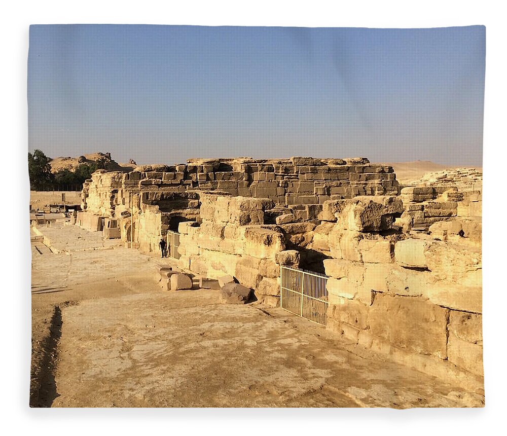 Giza Fleece Blanket featuring the photograph Sphinx Temple #3 by Trevor Grassi