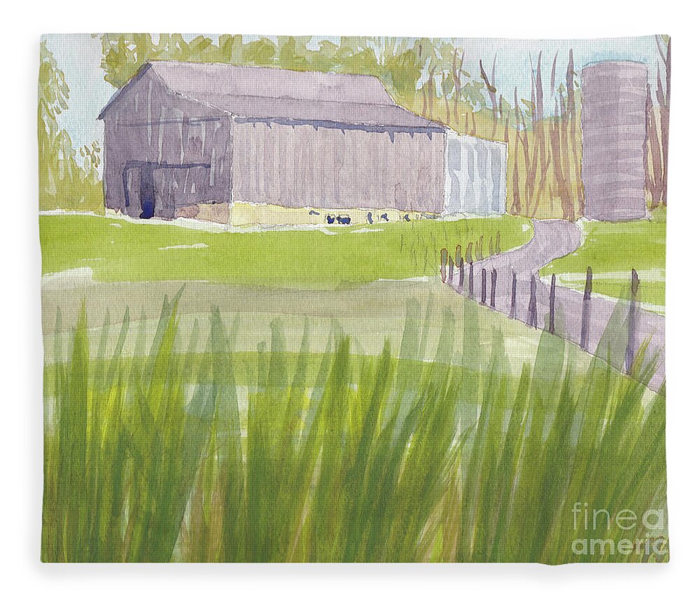 Barn Fleece Blanket featuring the painting Barn at 3171 Davidsonville Rd by Mike Robinson