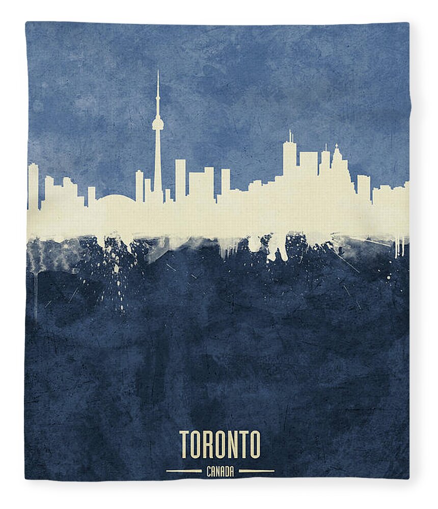 Toronto Fleece Blanket featuring the digital art Toronto Canada Skyline #34 by Michael Tompsett