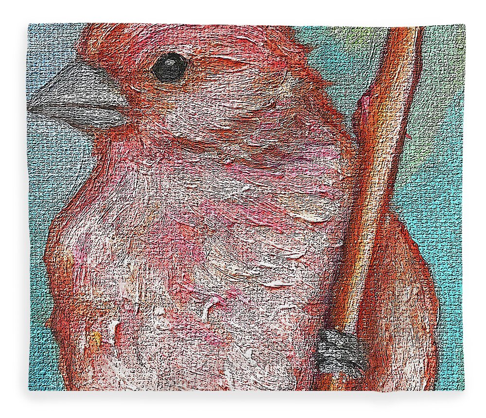 Bird Fleece Blanket featuring the painting 46 House Finch by Victoria Page