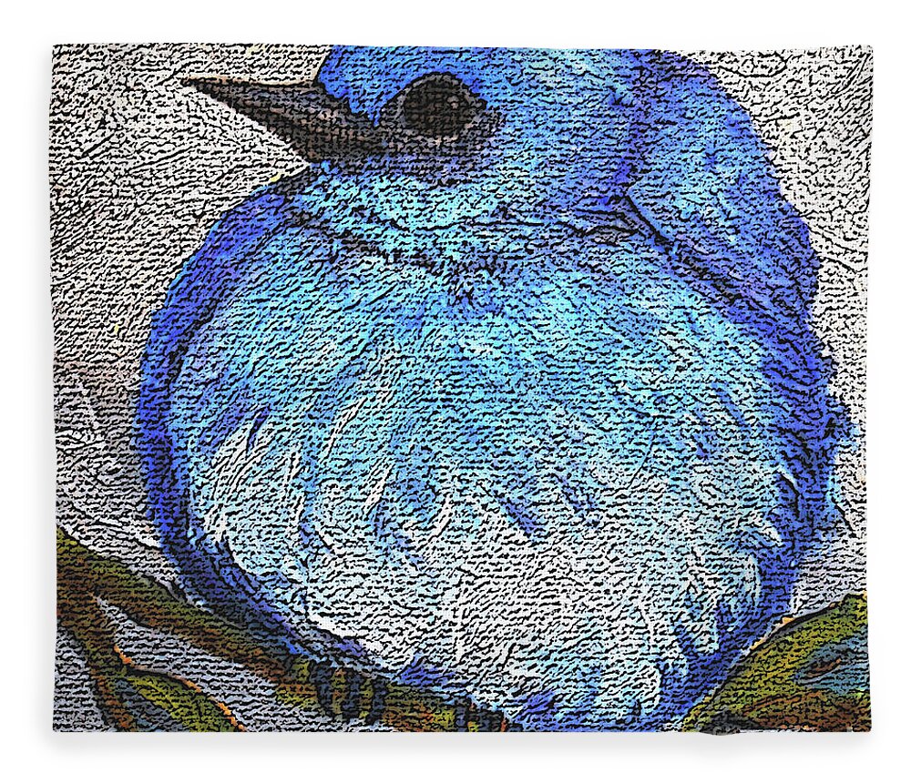 Bird Fleece Blanket featuring the painting 47 Baby Blue bird by Victoria Page