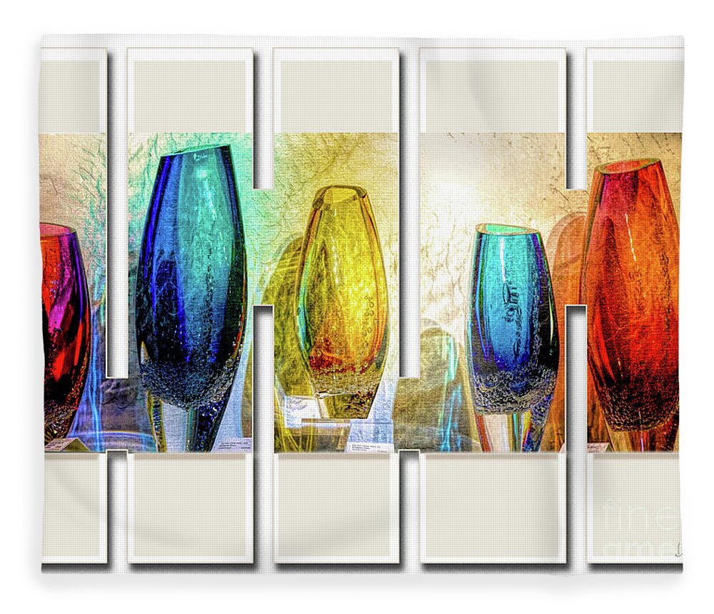 Glass Fleece Blanket featuring the digital art 5 Glasses by Deb Nakano