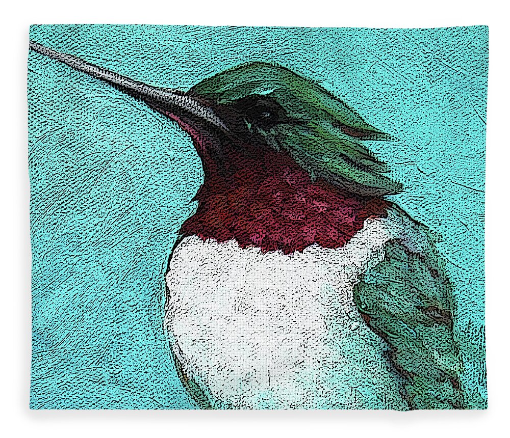 Bird Fleece Blanket featuring the painting 5 Humming Bird by Victoria Page