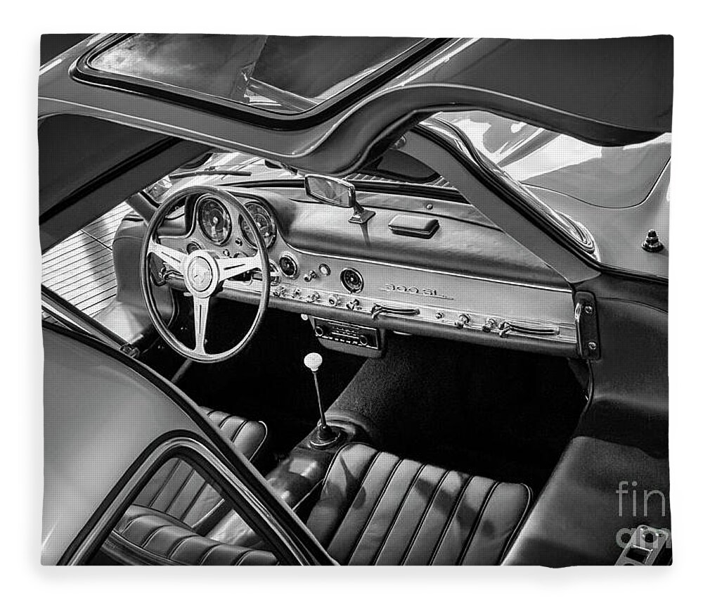 Mercedes Fleece Blanket featuring the photograph '54 300 Sl #54 by Dennis Hedberg