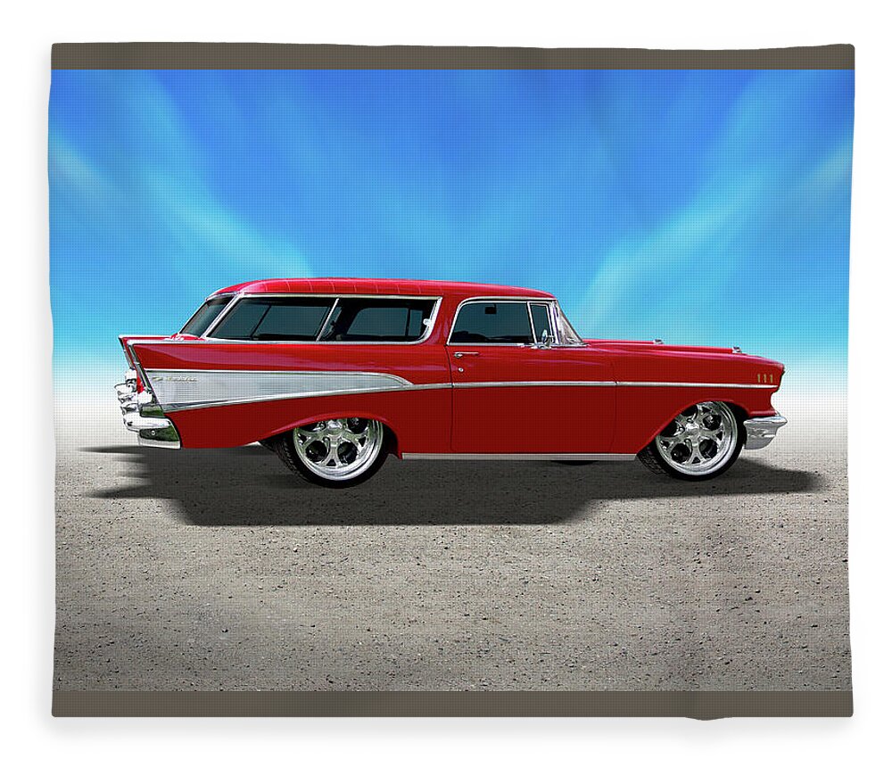 Transportation Fleece Blanket featuring the photograph 57 Belair Nomad by Mike McGlothlen