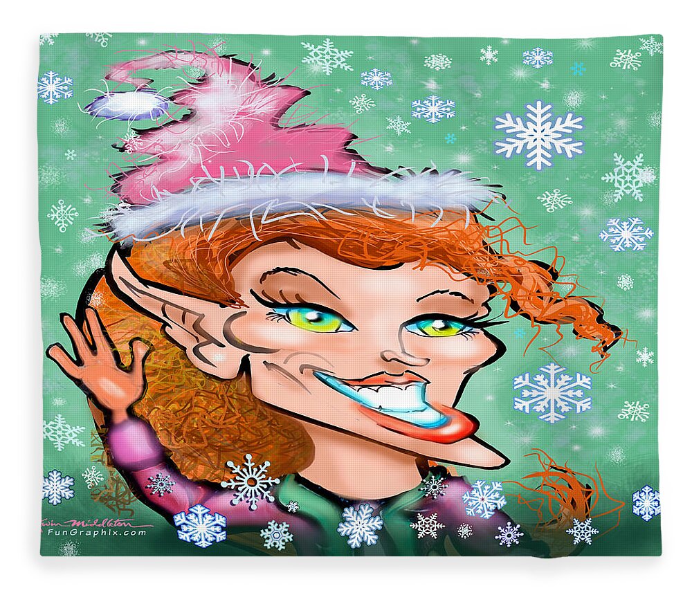 Christmas Fleece Blanket featuring the digital art Christmas Elf by Kevin Middleton