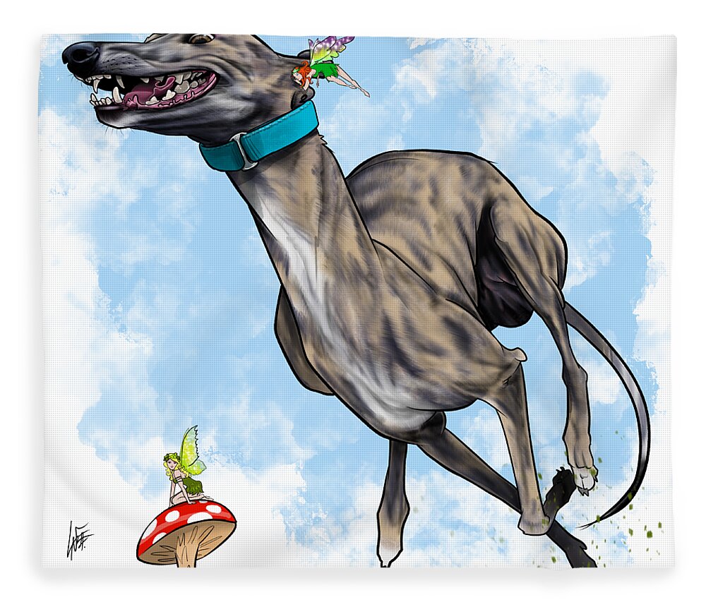 6448 Fleece Blanket featuring the drawing 6448 Rhoades by Canine Caricatures By John LaFree