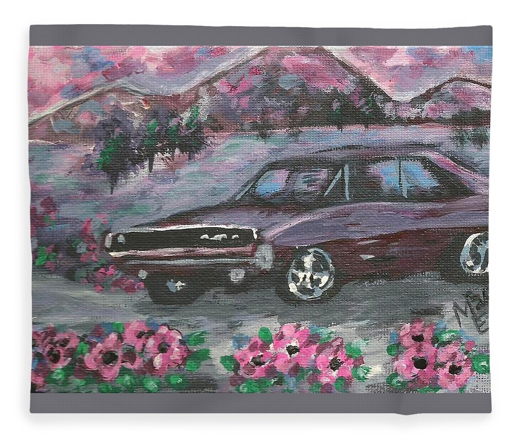 68 Dodge Charger Fleece Blanket featuring the painting 68 Dodge Charger by Monica Resinger