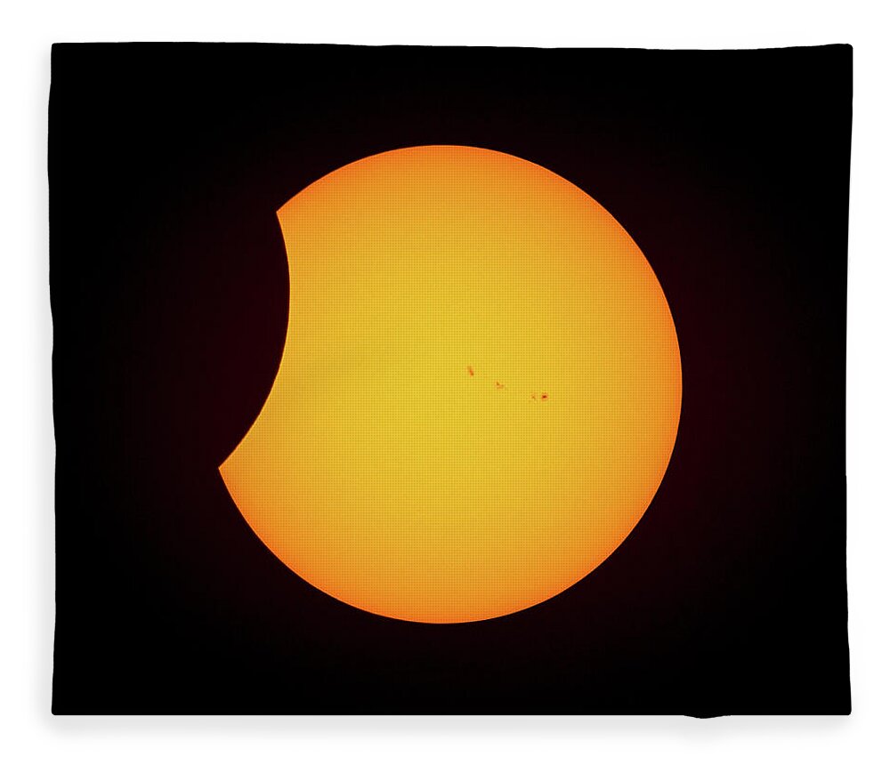 Solar Eclipse Fleece Blanket featuring the photograph Partial Solar Eclipse #7 by David Beechum