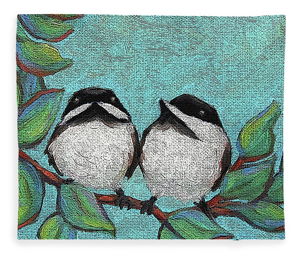 Birds Fleece Blanket featuring the painting 7 Two Chicks by Victoria Page