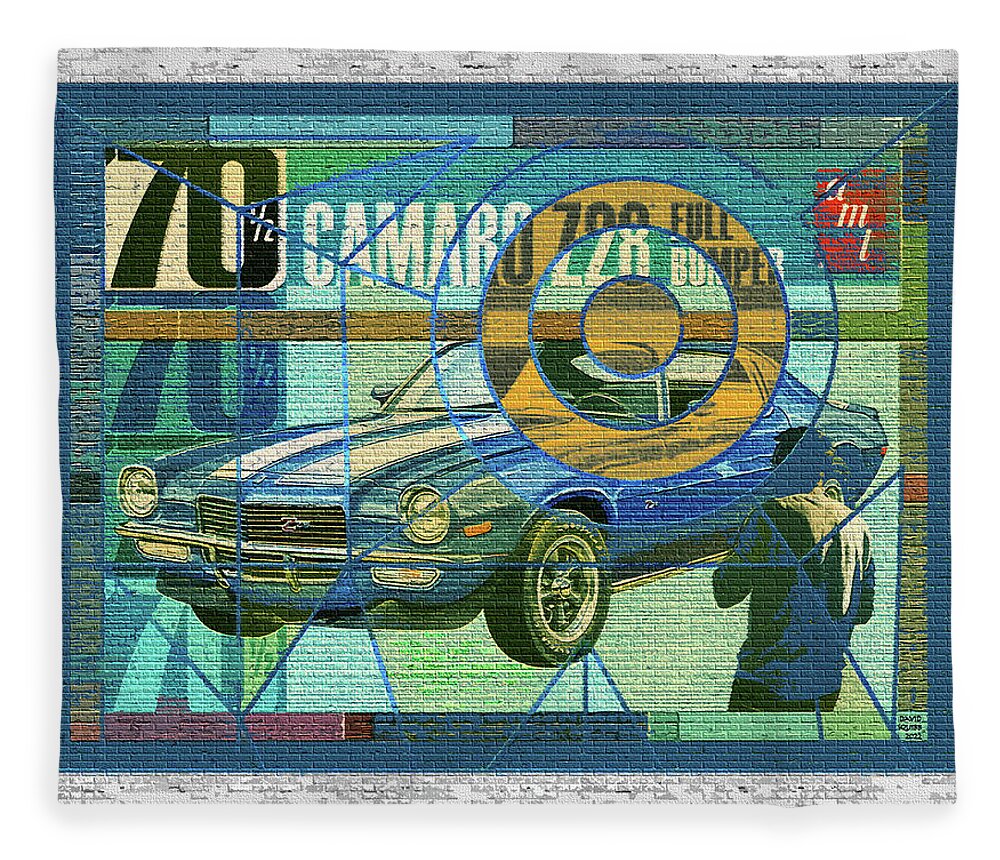 70 Chevy Fleece Blanket featuring the digital art 70 Chevy / AMT Camaro by David Squibb