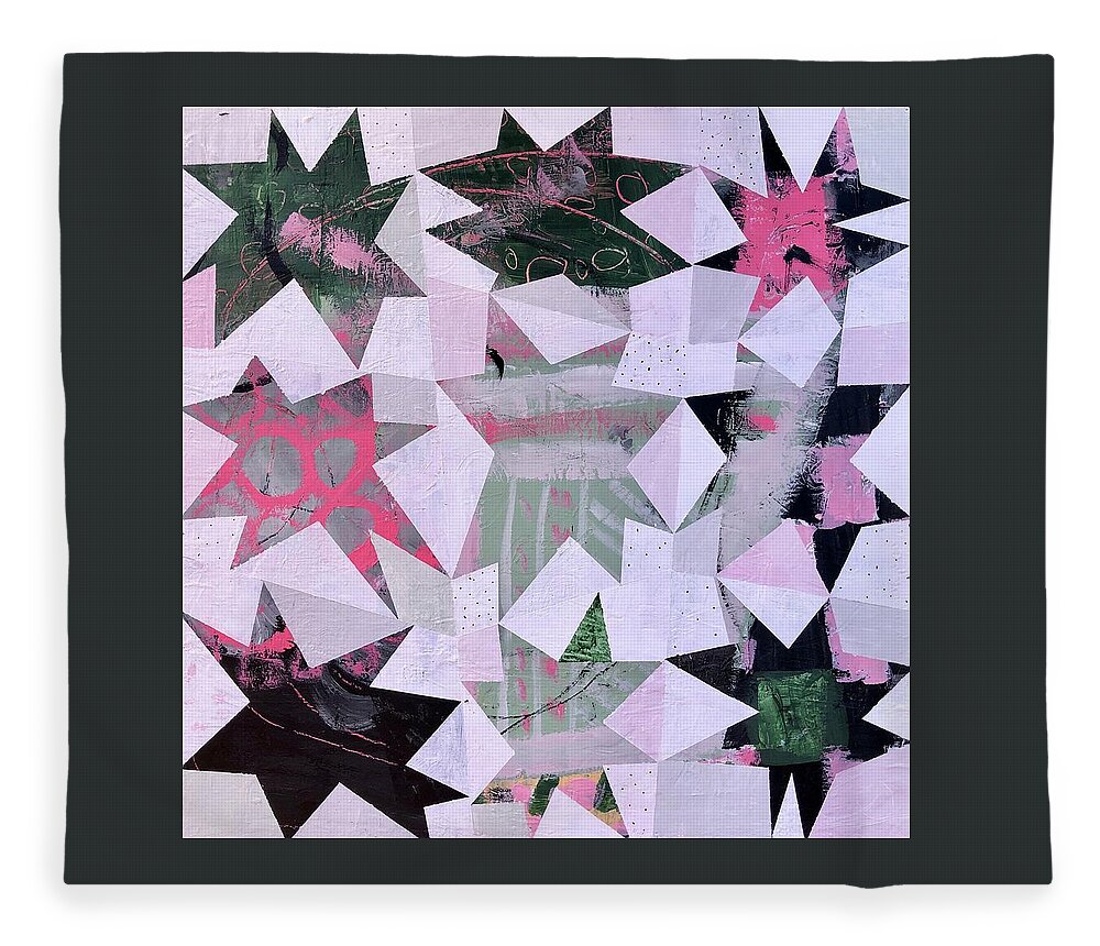 Abstract Fleece Blanket featuring the painting Stardoms by Cyndie Katz