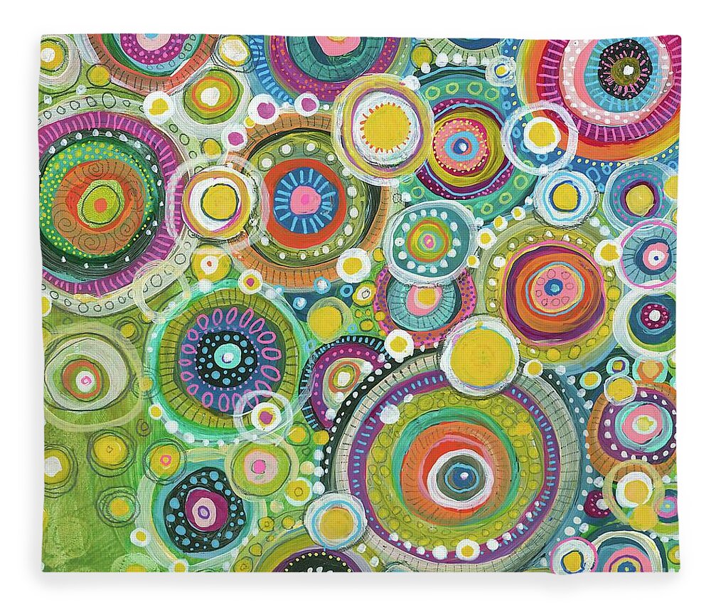 Circles Painting Fleece Blanket featuring the painting A Beautiful Mess by Tanielle Childers
