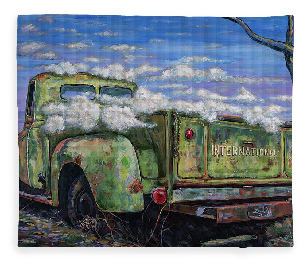 Art Fleece Blanket featuring the painting A Bed Full of Clouds by Robert FERD Frank