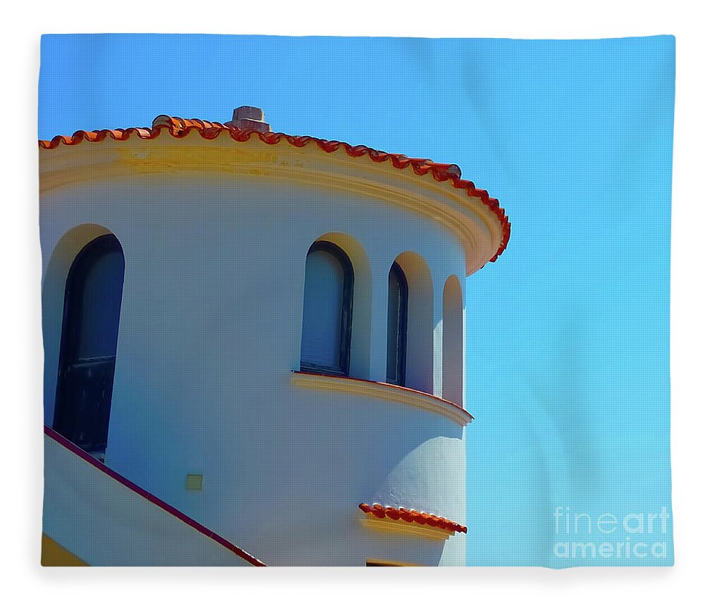 Building Fleece Blanket featuring the photograph A building in Macaret Menorca, Spain. by Pics By Tony