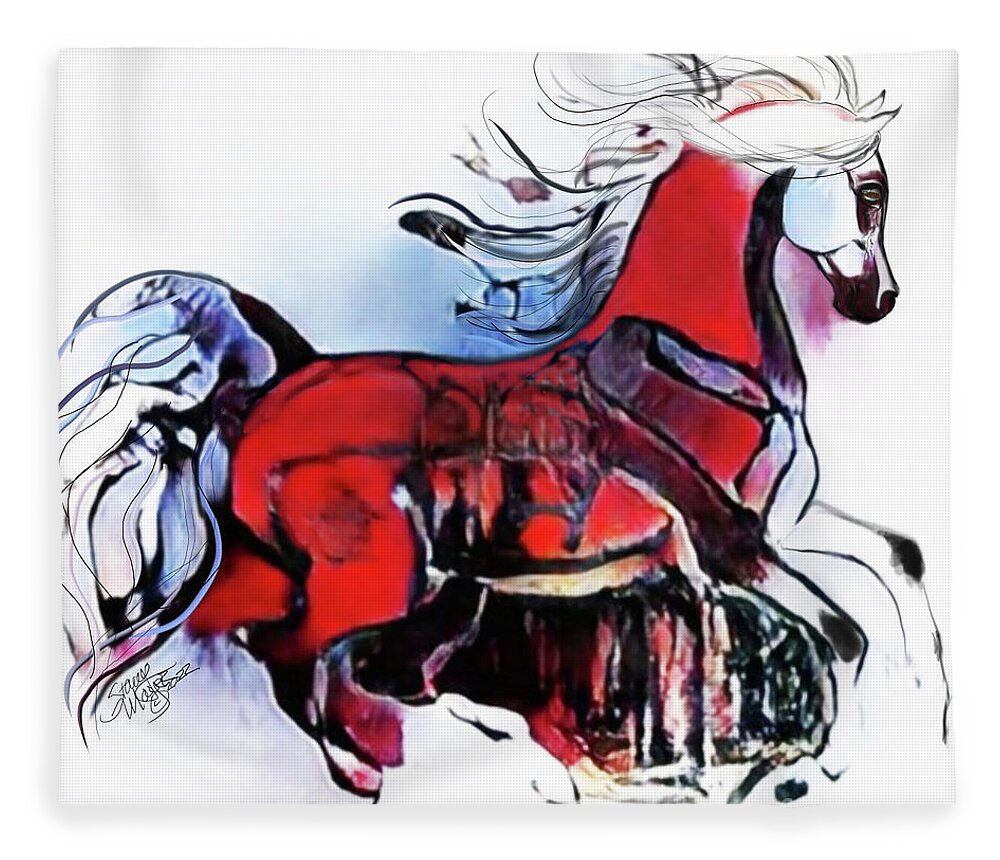 #nftartist #nftcollection #nftdrop #contemporaryart Fleece Blanket featuring the digital art A Cantering Horse 005 by Stacey Mayer