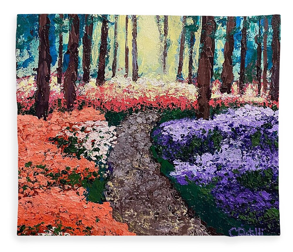 Color Fleece Blanket featuring the painting A Colorful Walk by Candace Antonelli