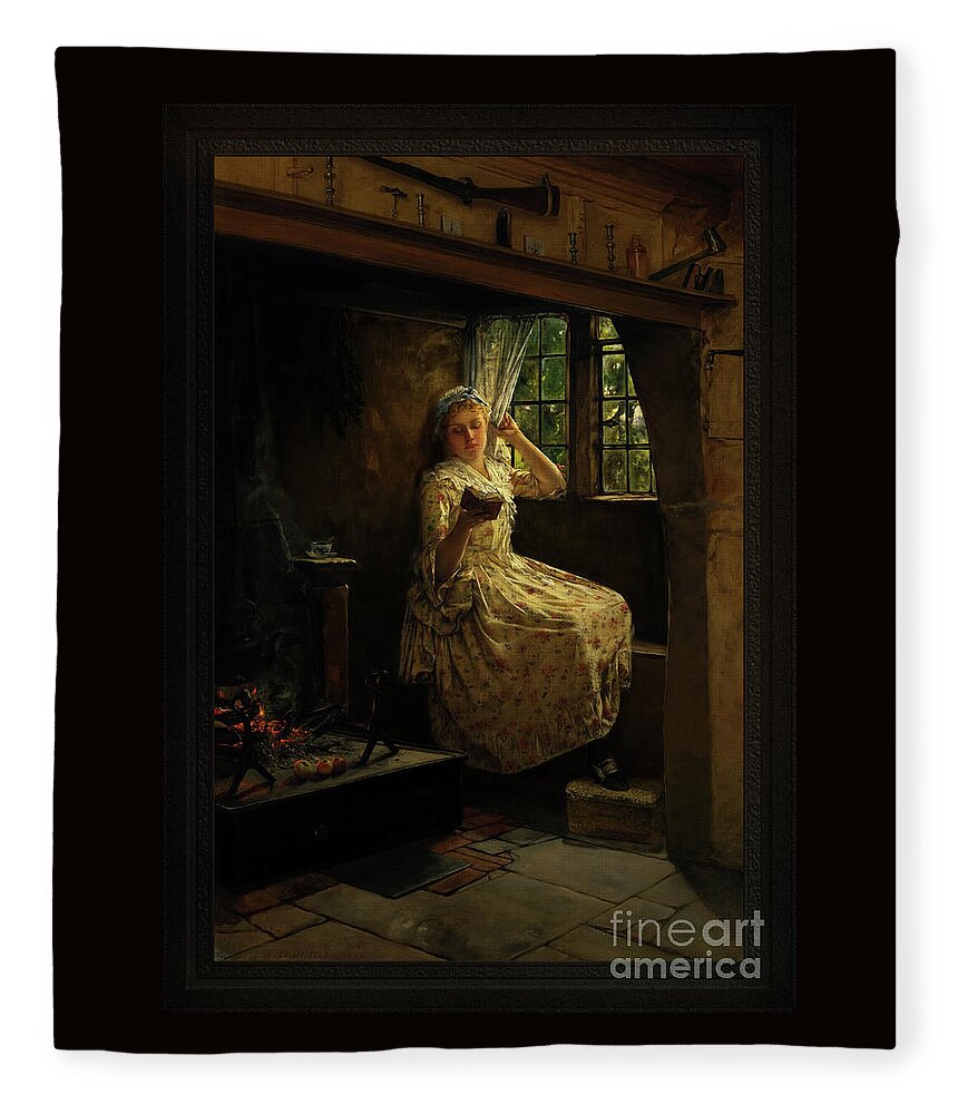 A Cosey Corner Fleece Blanket featuring the painting A Cosey Corner by Frank Millet	 Classical Art Reproduction by Rolando Burbon