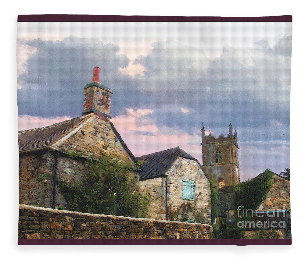 Downton Abbey Fleece Blanket featuring the photograph A Courtyard in Stow by Brian Watt