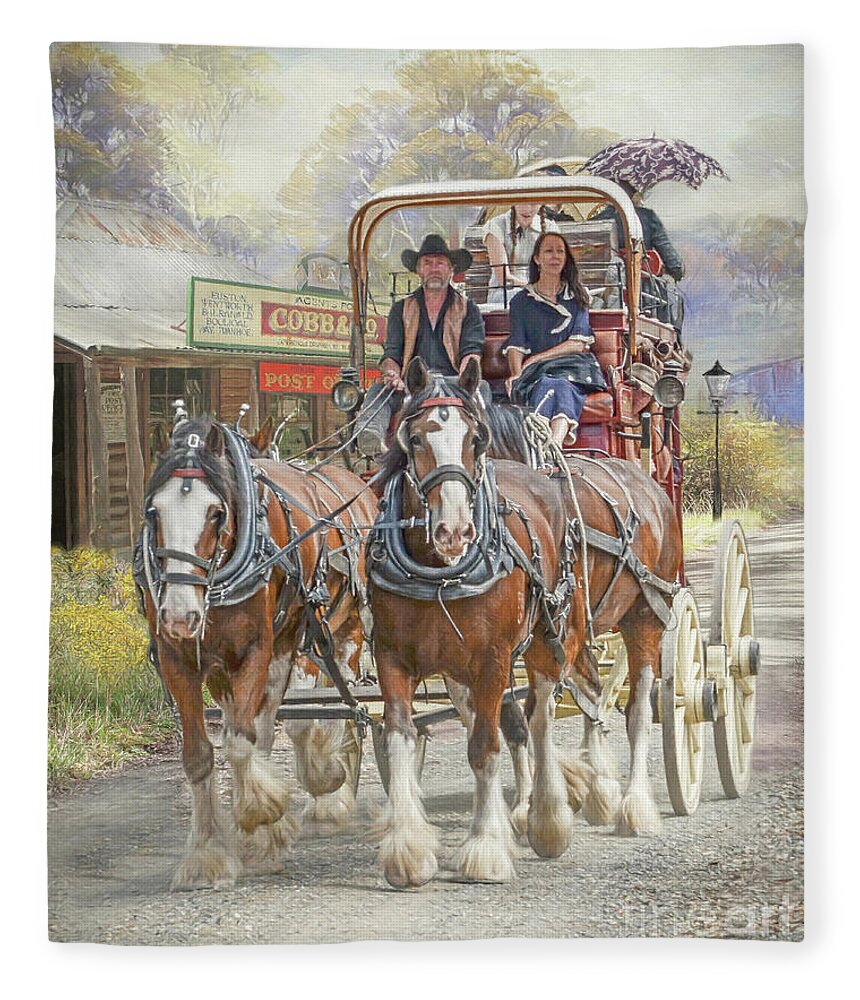 Clydesdale Fleece Blanket featuring the digital art A Days Travel by Trudi Simmonds