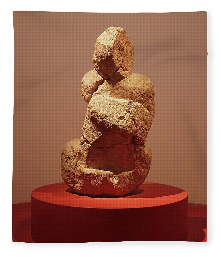 Anthropomorphic Statue Fleece Blanket featuring the photograph A feeling of incompleteness by Karine GADRE