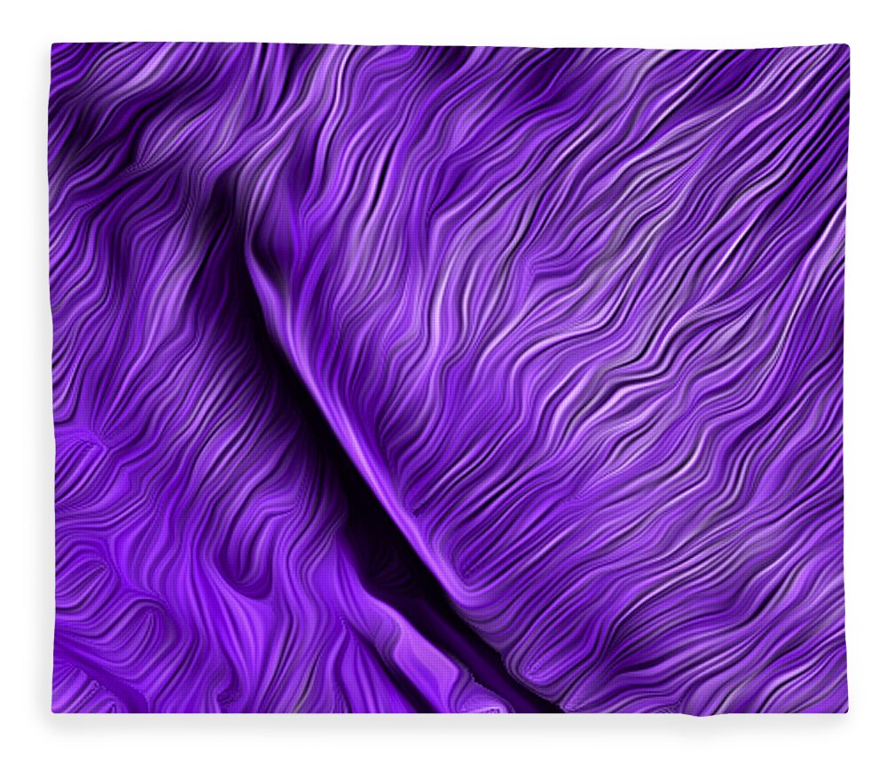 Digital Fleece Blanket featuring the digital art A Fold in Time - Purple by Ronald Mills
