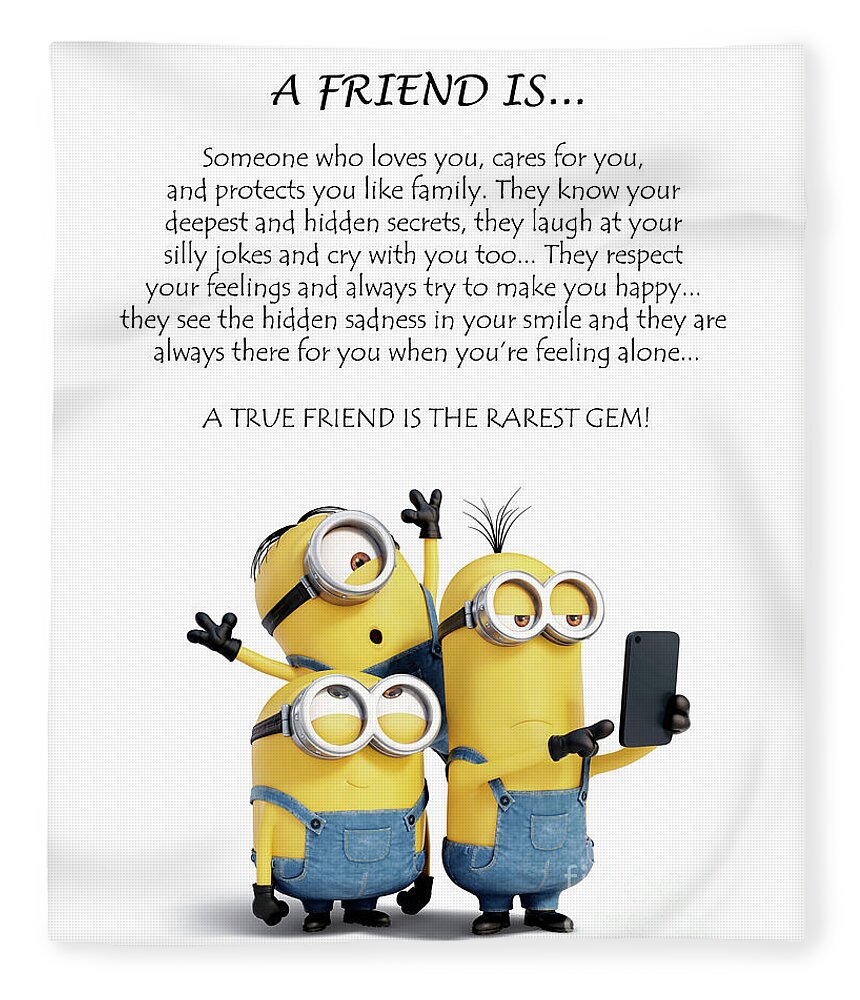 A Friend is.. Minions Cute Friendship Quotes - 1 Fleece Blanket by ...