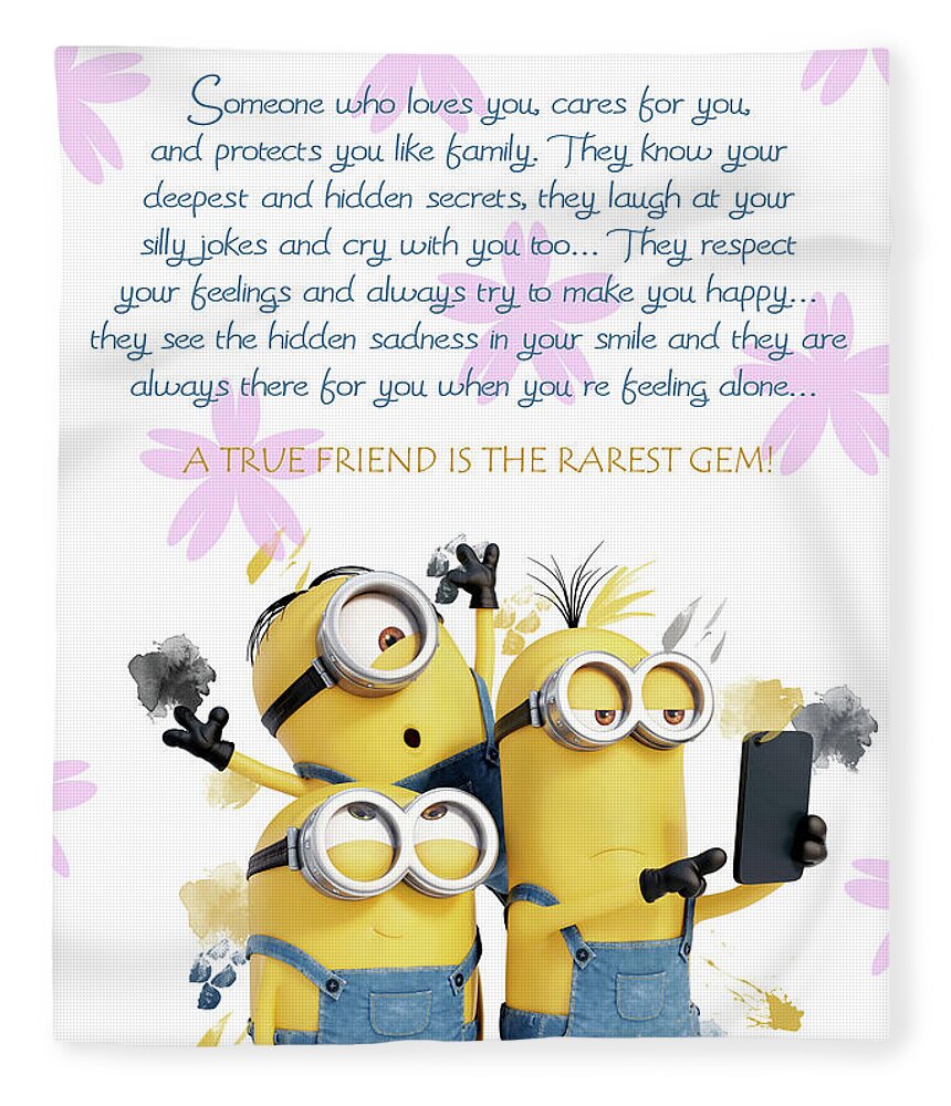 A Friend is.. Minions Cute Friendship Quotes - 18 Fleece Blanket ...