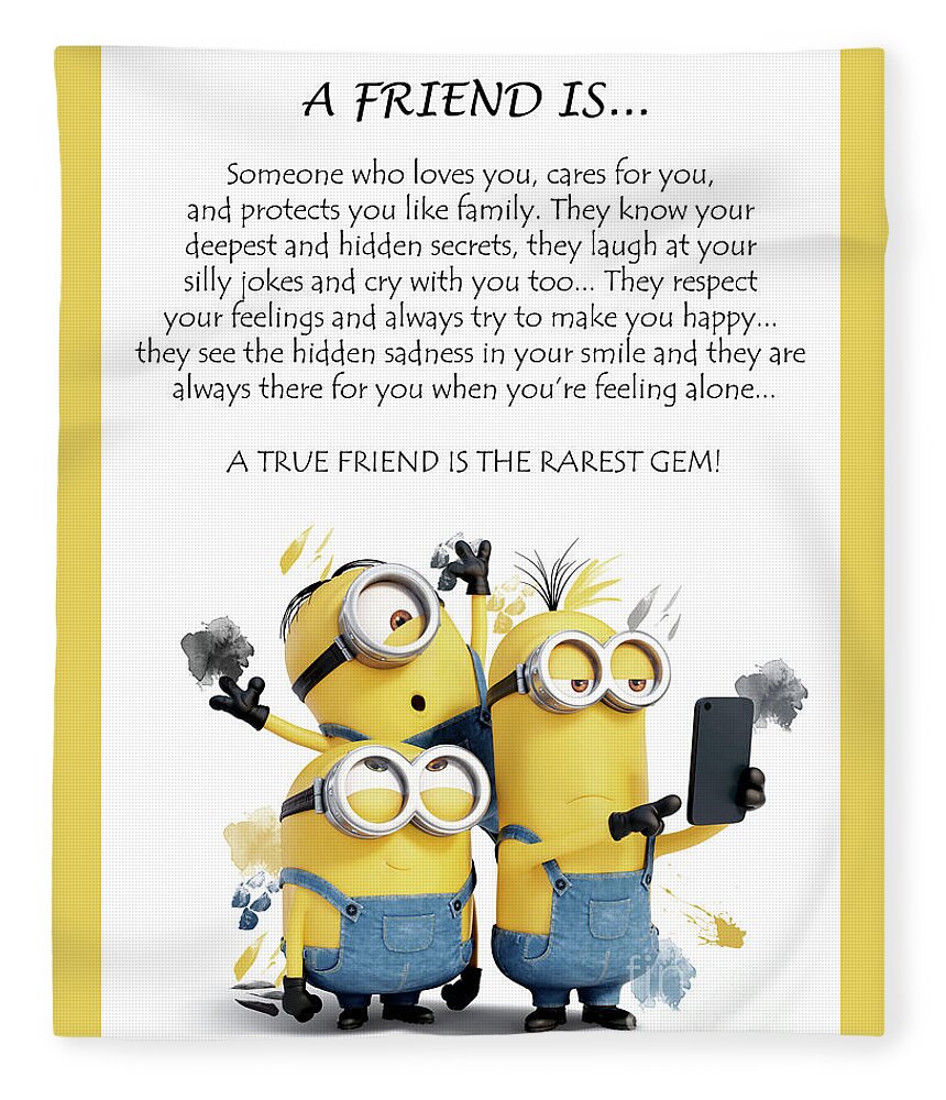 A Friend is.. Minions Cute Friendship Quotes - 3 Fleece Blanket by ...
