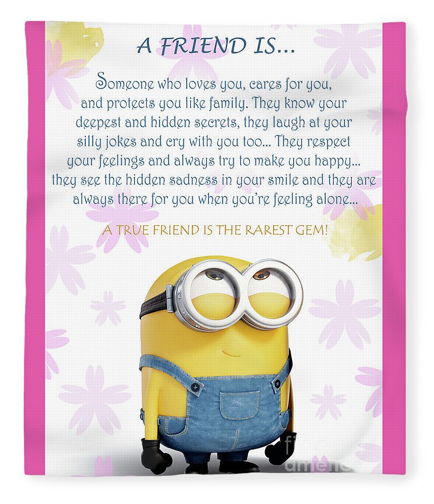 A Friend is.. Minions Cute Friendship Quotes - 31 Fleece Blanket ...