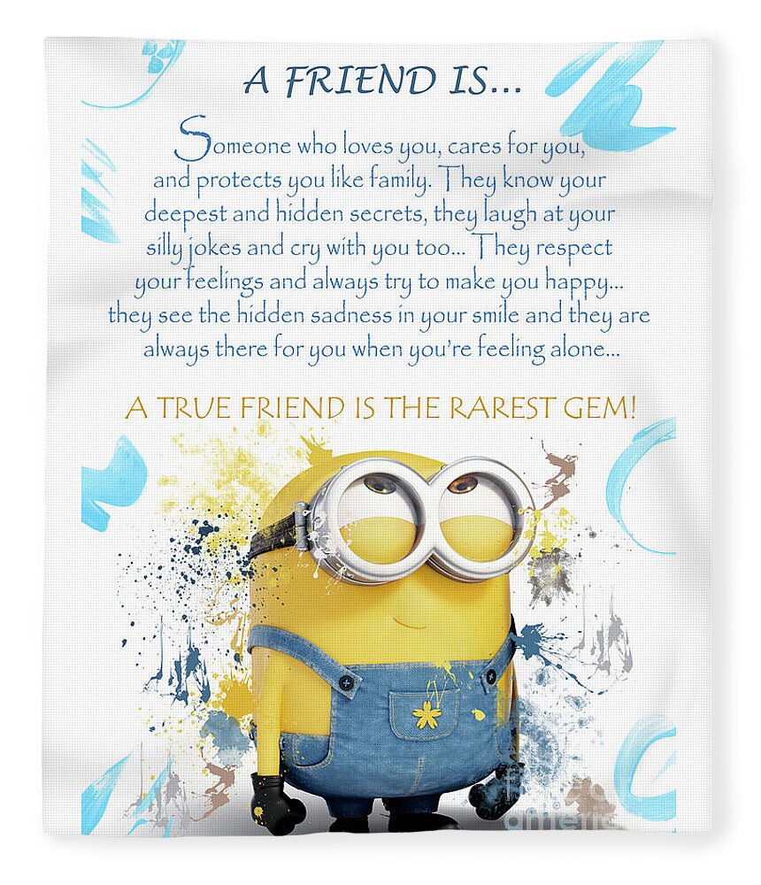 A Friend is.. Minions Cute Friendship Quotes - 45 Fleece Blanket ...