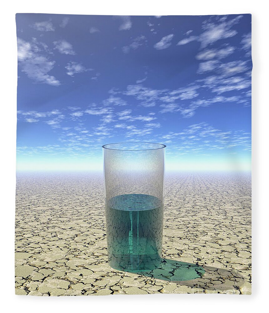 Mirage Fleece Blanket featuring the digital art A Glass of Water by Phil Perkins
