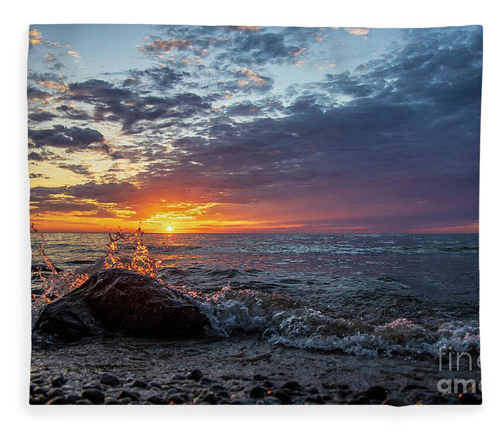 Heart Fleece Blanket featuring the photograph A heart shaped splash at sunrise by Eric Curtin