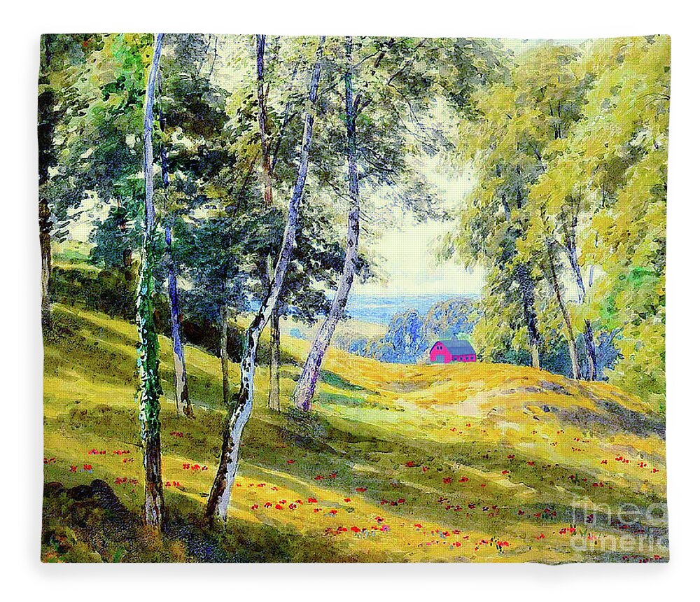 Landscape Fleece Blanket featuring the painting A Joy Filled Day by Jane Small