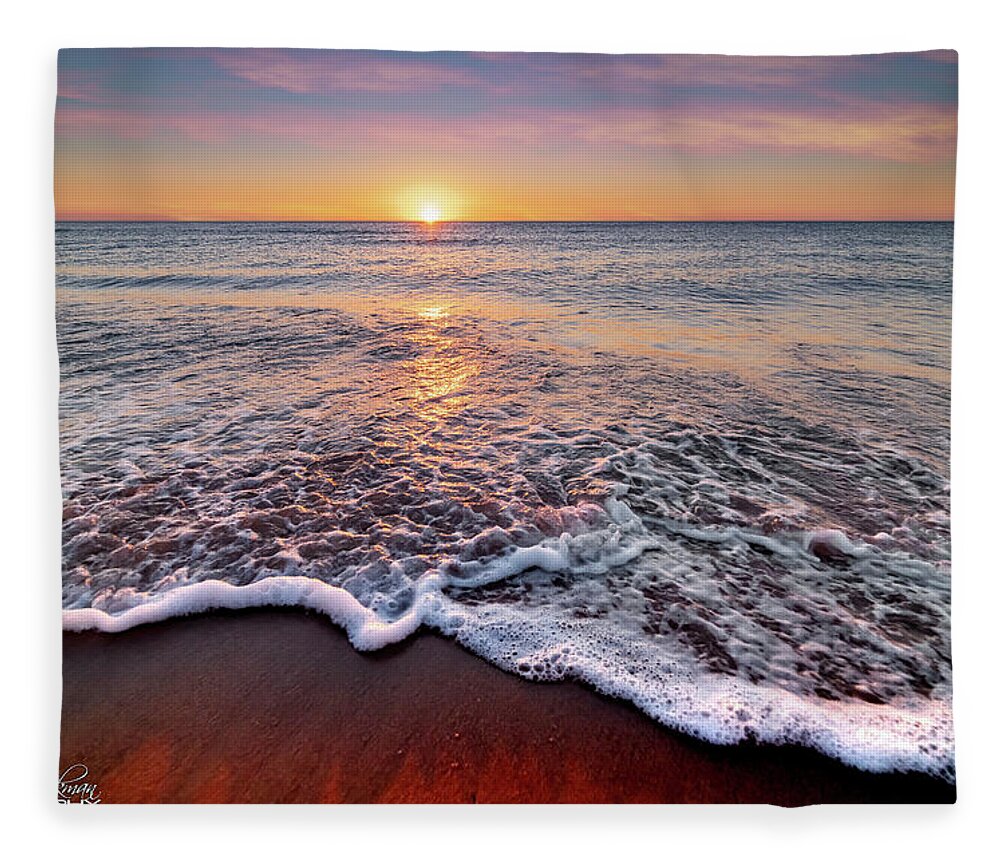 Sunset Fleece Blanket featuring the photograph A L O N E by Andrew Dickman