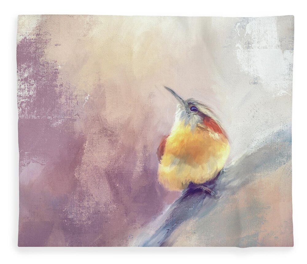 Wren Fleece Blanket featuring the painting A Little Soul Searching by Jai Johnson