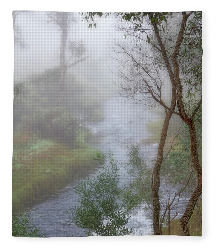Bridgetown Fleece Blanket featuring the photograph A Misty Morning in Bridgetown, Western Australia by Elaine Teague