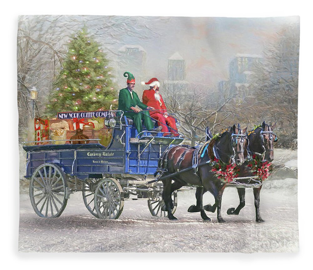 Christmas Card Fleece Blanket featuring the digital art A New York Kinda Christmas by Trudi Simmonds