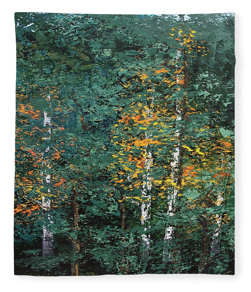 Landscape Fleece Blanket featuring the painting A Quiet Place by Linda Bailey