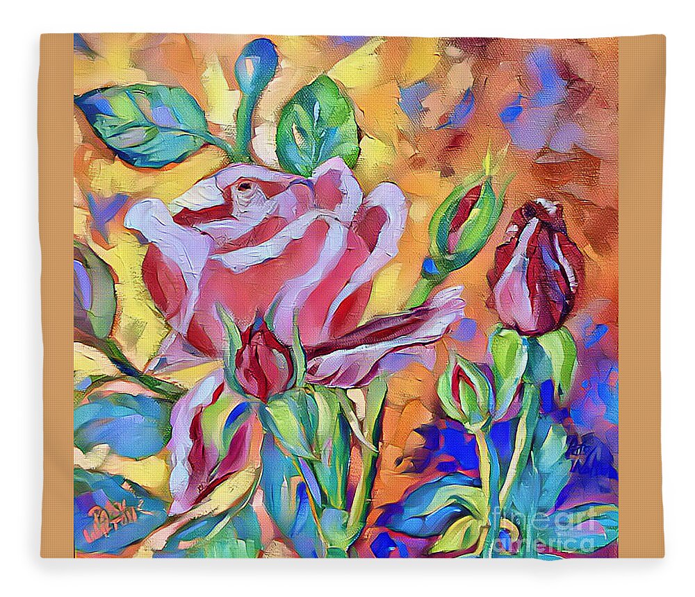 Roses Fleece Blanket featuring the painting A Rose is a Rose by Patsy Walton
